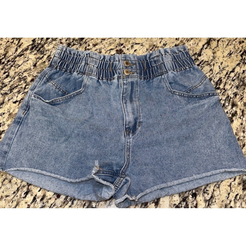 Wishlist Women's Blue Tencel Denim Shorts, Elastic Waist, Pockets L